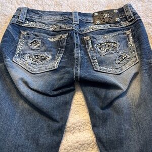 Miss Me Blue Signature Straight Jeans with Ornate Embroidery